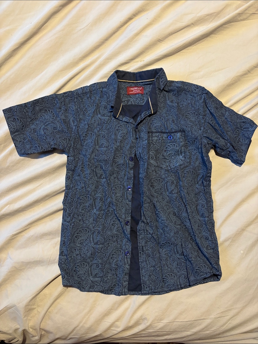 Croft & Barrow Navy Paisley Short-Sleeve Button-Up Shirt for Kids